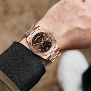Rose Gold Watch with Brown Dial